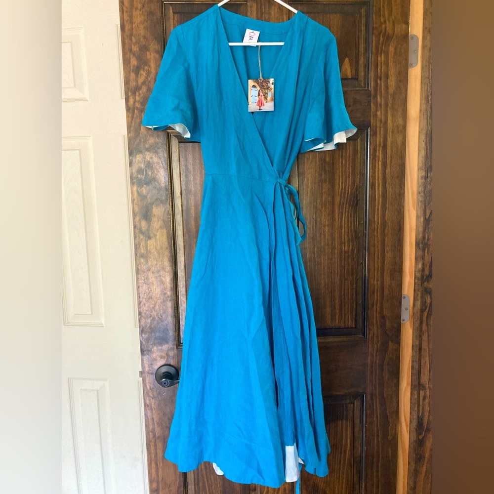 Son de Flor butterfly sleeve wrap dress